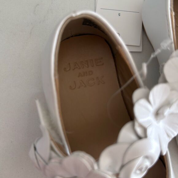 Janie and Jack Flower Ballet Flat in White Size 5 - Picture 5 of 7